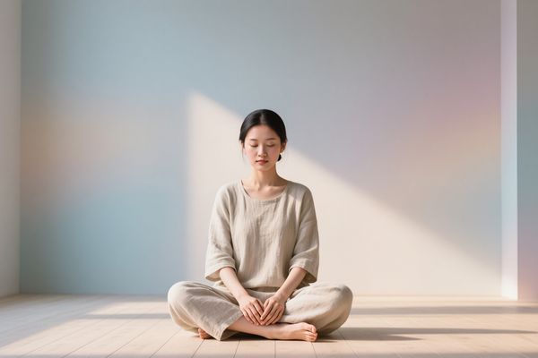 Person sitting on the floor in soft natural light, practicing a calm body-based exercise to help their nervous system recover from long term stress.